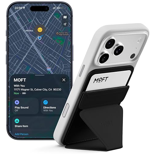 MOFT MagSafe Wallet Stand with Apple Find My, Ultra-Slim Trackable Strong Magnetic Phone Card Holder, 3-in-1 Multi-Angle Adjustable Phone Stand