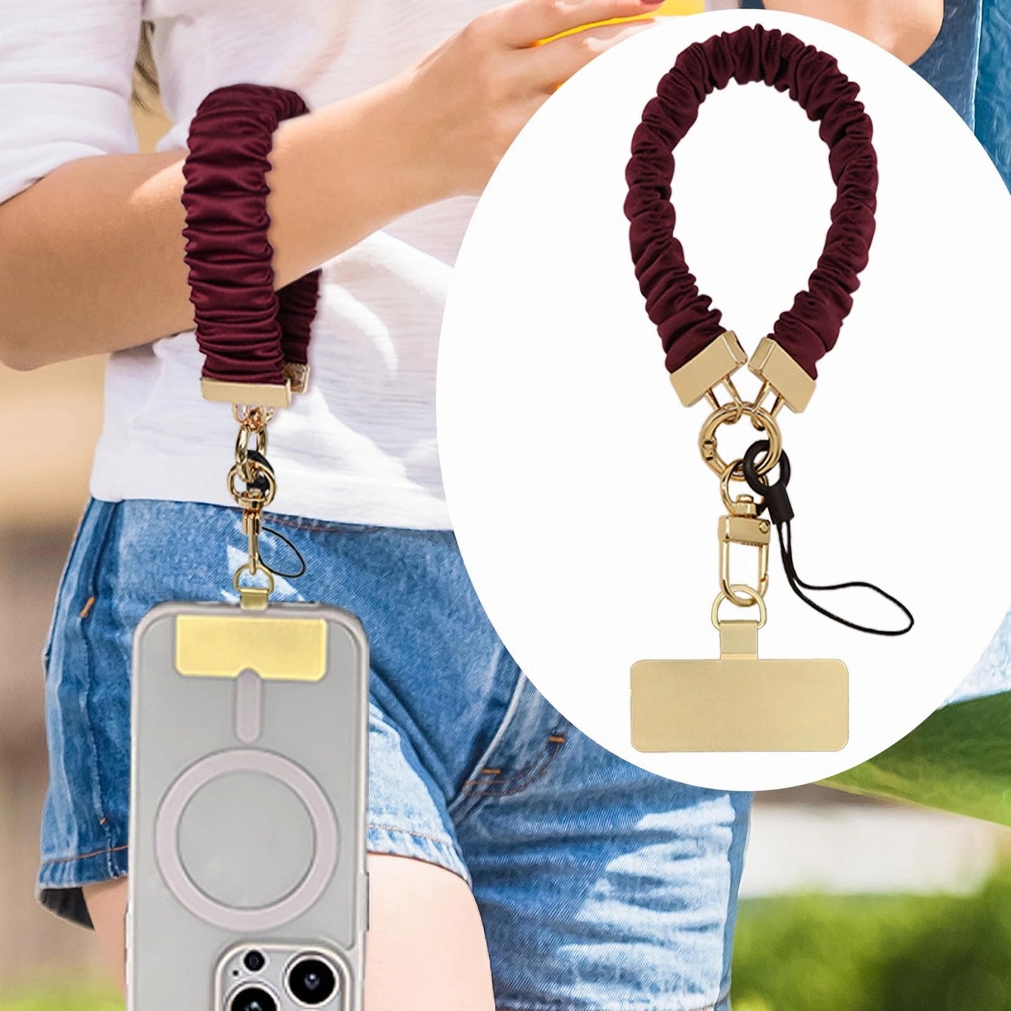 Long Pond Secure Adjustable Cell Phone Wrist Strap, Stylish Bracelet Wristlet, Anti-Lost Elastic Band for iPhone 16 Pro Max&Most Cellphones or Car