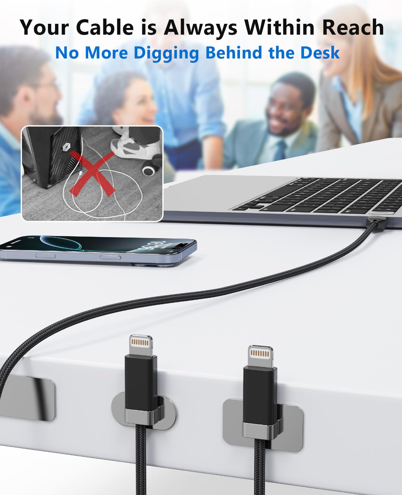 Magtame StayCable USB A to Lightning Cable with Magnetic Keeper 3.3FT, Fast Charging and Data Sync, Braided Anti-Tangle Cord for Phone 12,13,14, Desk…