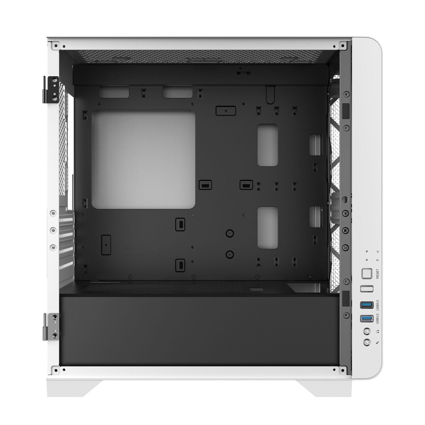 GAMDIAS White M-ATX Computer Case w/Tempered Glass, Metal Exterior Desktop PC Case Support 280mm AIO/Radiator, 5x120mm Case Fans (1x 120mm Built-in)