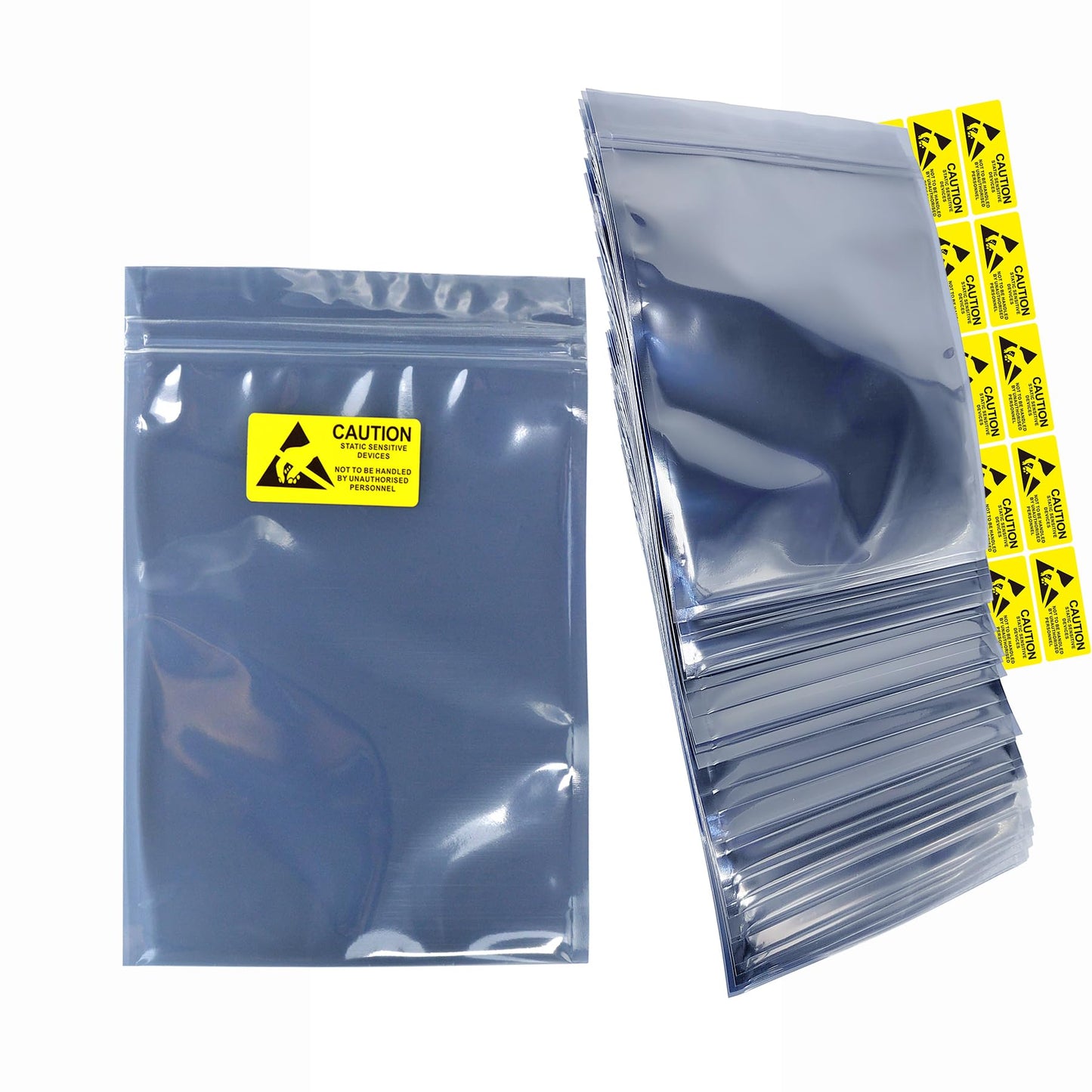 50Pcs 8.27 * 9.45in ESD Bags,Resealable Antistatic Bags for SSD HDD with 50pcs Labels,Anti Static Bag for Hand Drive or Varieties of Electronic Device
