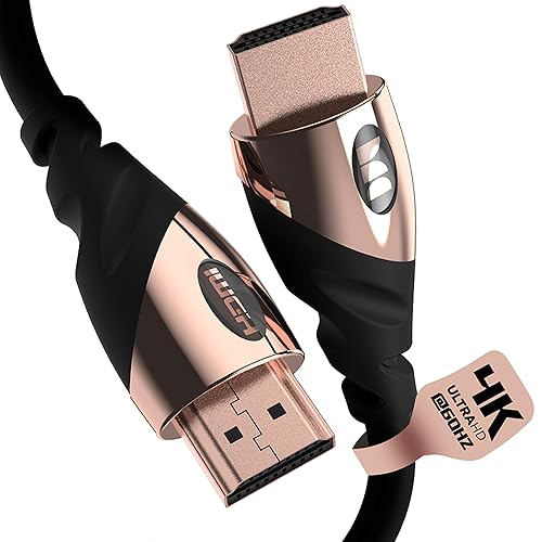 Monster Rose Gold HDMI Cable 4K Ultra HD - Works with Xbox Series X, PlayStation 5, Nintendo, Apple TV HDMI Cable - 24K Gold Contacts, High Speed 21
