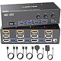 8K HDMI DP KVM Switch 3 Monitors 3 Computers, 8K@60Hz/4K@144Hz Triple Monitor KVM Switches for 3 Computers Sharing 3 Monitors, Keyboard and Mouse,with