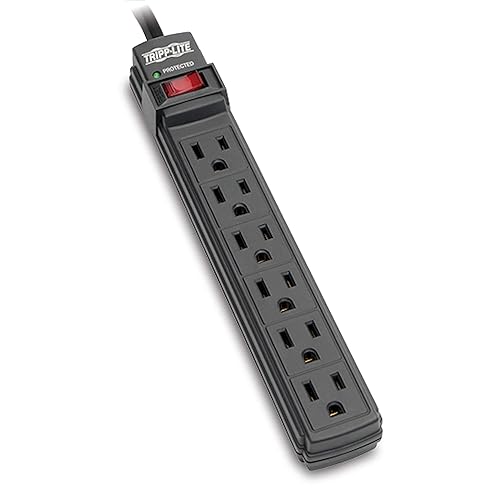 Tripp Lite 6 Outlet Surge Protector Power Strip, 6ft Cord, Black, Lifetime Manufacturer's Guarantee & $10,000 Insurance (TLP6B)