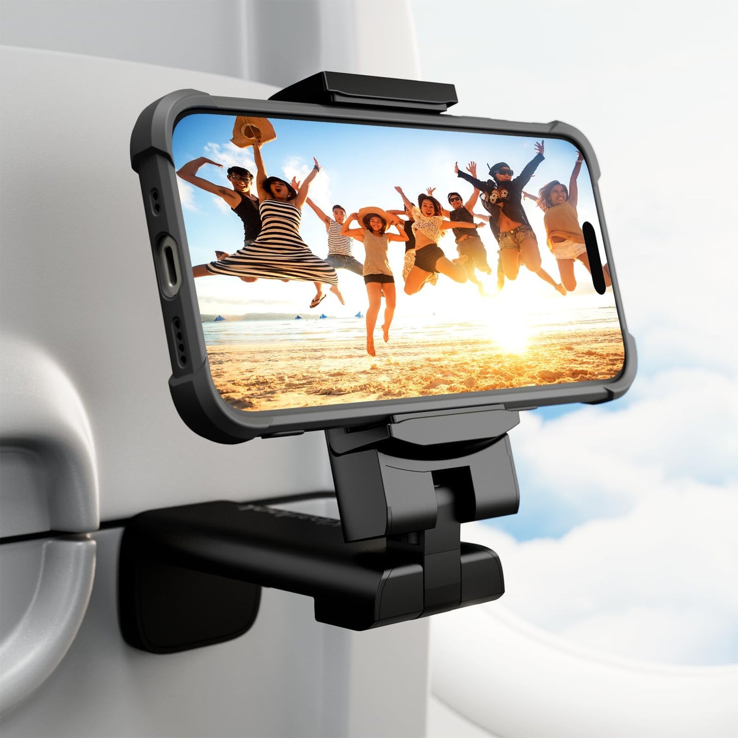 Klearlook Airplane Phone Holder, Universal Travel Essentials Phone Mount for Flight with 360° Rotation, Handsfree Pocket Size Phone Stand, Travel Must