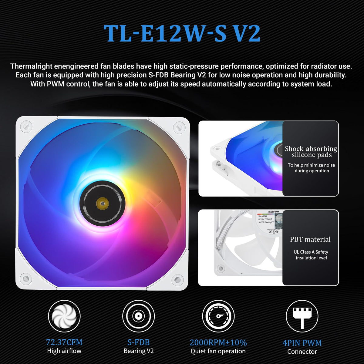 Thermalright CORE Vision 360 White ARGB CPU Water Cooler with PWM Fan, 2000RPM Speeds,IPS LCD Screen with 480 * 480 Resolution,Liquid CPU Cooler,for