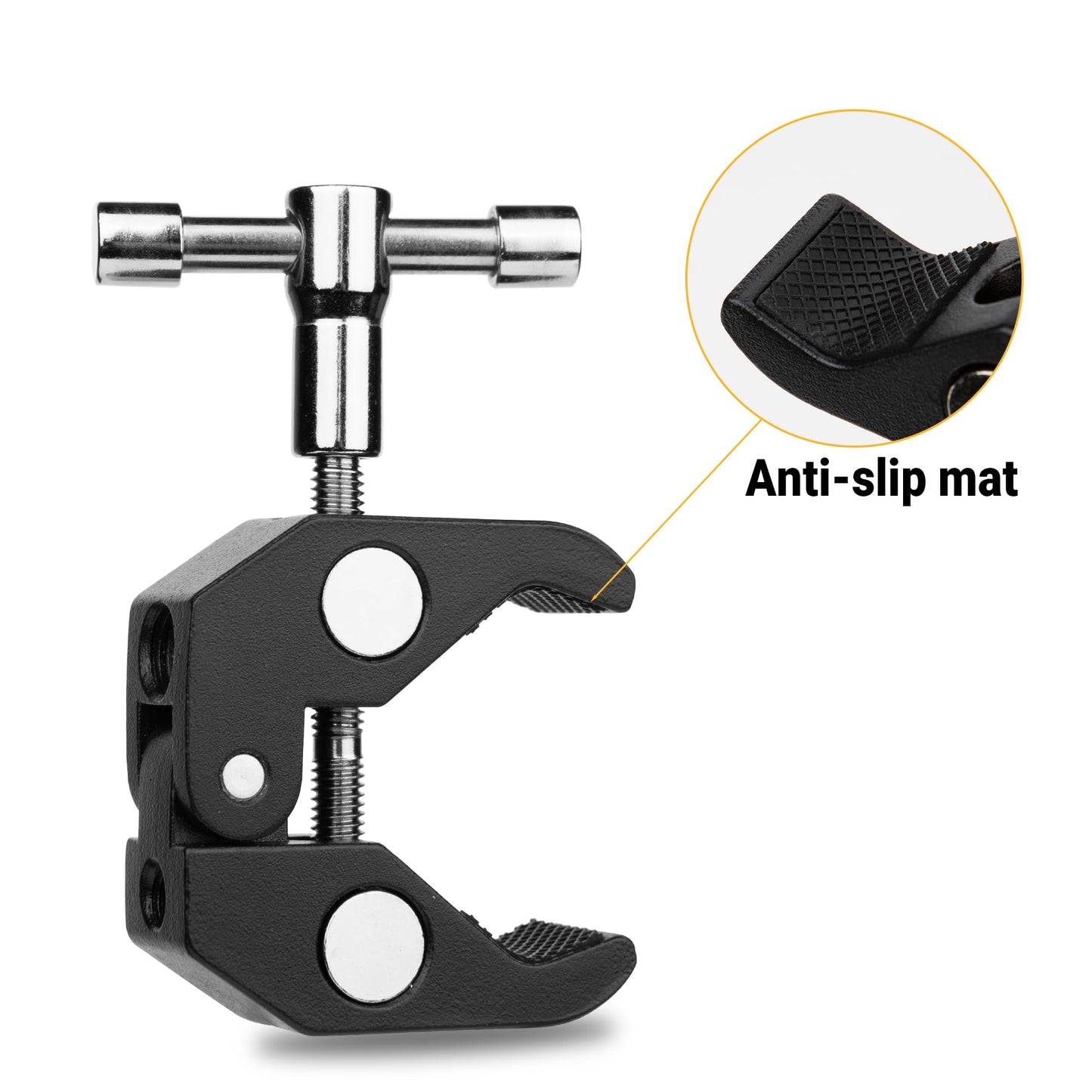 LinkWheres Super Clamp Pro, Heavy-Duty Aluminum Camera Mount with 1/4", 3/8" Threads, 0.6"-2" Jaw for Lights/Mics/Phones, Holders on desks, tripods