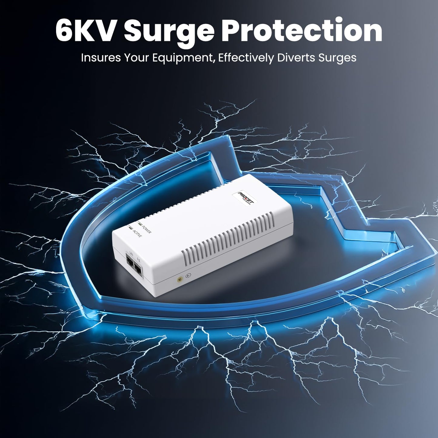 90W PoE Injector Gigabit, Supplies 15.4W or 30W or 60W or 90W IEEE802.3bt/at/af Compliant, PoE Port Supplies 6KV (10/700us) Surge Protection, PoE++