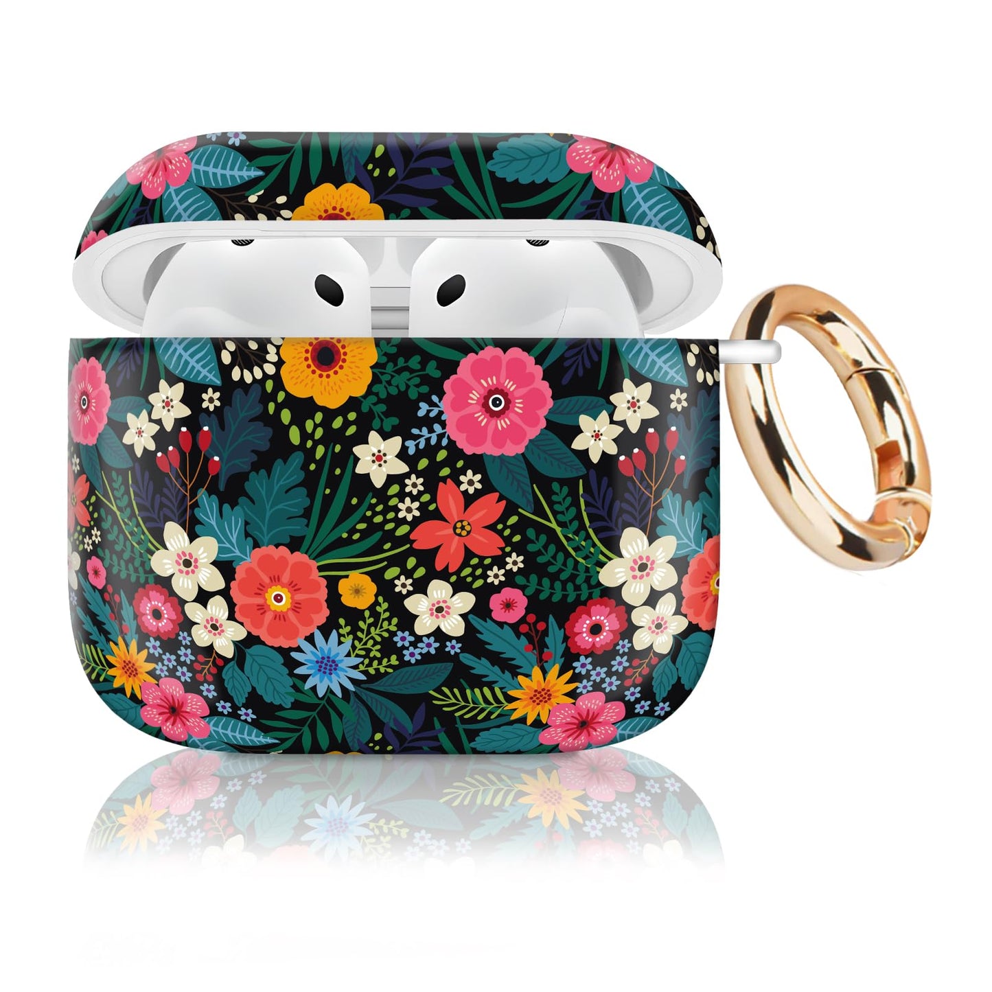 Cute Case Cover Compatible with AirPod 4th Generation 2024, Shockproof for Women & Girls with Golden Round Buckle - Protective, Anti-Drop