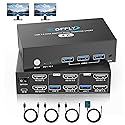 USB 3.0 HDMI KVM Switch 2 Monitors 2 Computers 4K@60Hz, KVM Switches Dual Monitor with 3 USB 3.0 Ports Sharing Keyboard and Mouse, Printer/Scanner
