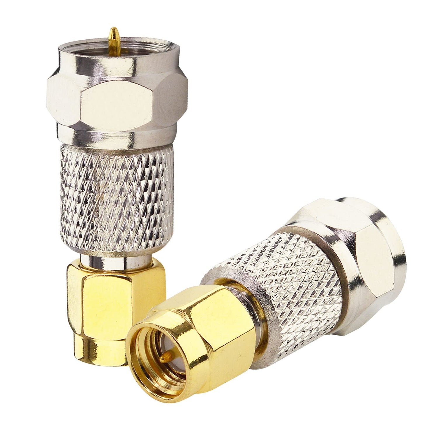 BOOBRIE 2-Pack SMA to F Coax Adapter SMA Male to F Male Coaxial Connector SMA-F RF Coaxial Adapter for RTL-SDR, Antenna, Broadcast Radios and so on