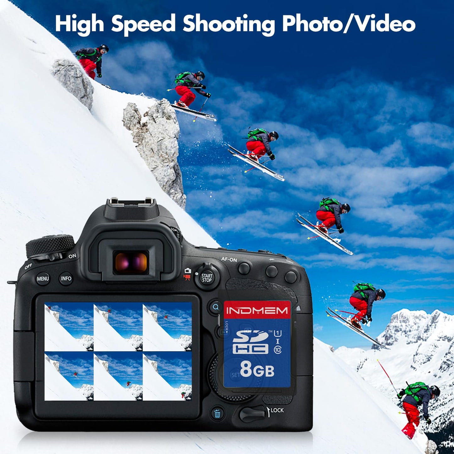 INDMEM SD Card 8GB 5 Pack UHS-I U1 Class 10 8G SDHC Flash Memory Card Compatible with Digital Camera, Computer, Trail Cameras