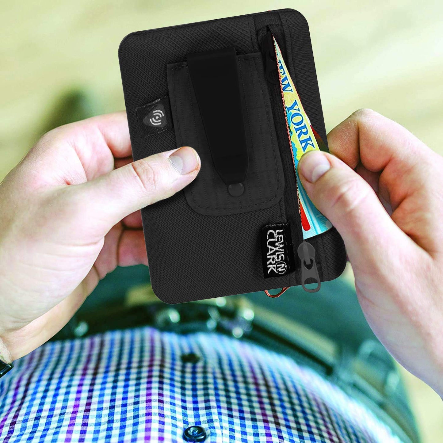 Lewis N. Clark RFID-Blocking Hidden Clip Stash Travel Belt Wallet, Black, One Size