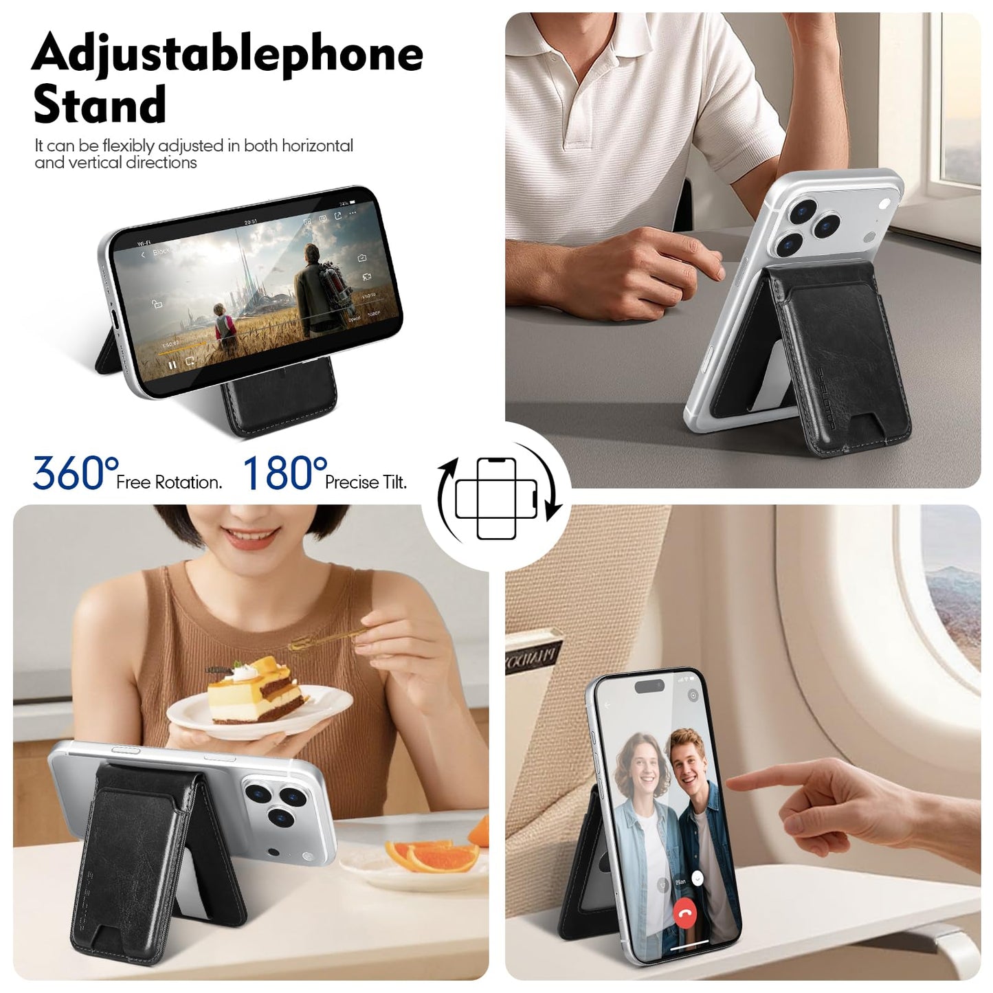 Shieldtop Compatible with Magsafe Case with Card Holder for Men Women Magnetic Ultra-Thin Wallet Bracket Adjustable Bracket for iPhone