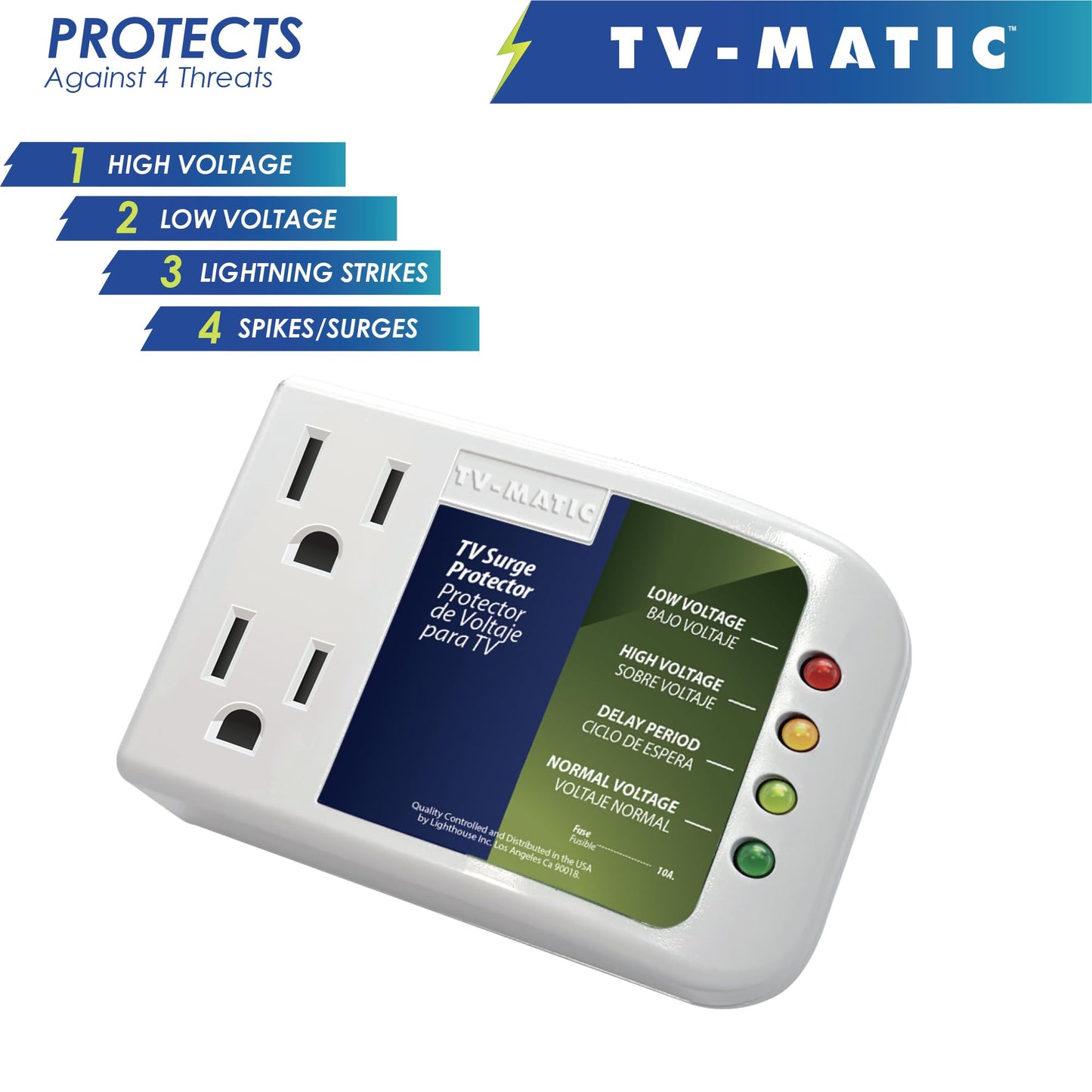 Electronic Voltage & Surge Protector for Smart TV, Game Consoles and Entertainment Center, Protects Against High and Low Voltage, Brownout, Spikes