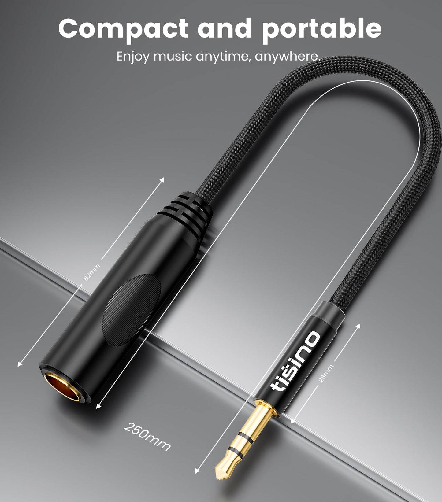 Tisino 1/4 to 3.5mm Adapter, 1/4" Female to 1/8" Male Stereo Audio Adapter for Headphone, Amplifiers, Guitar, Amp etc. - 1ft/30cm