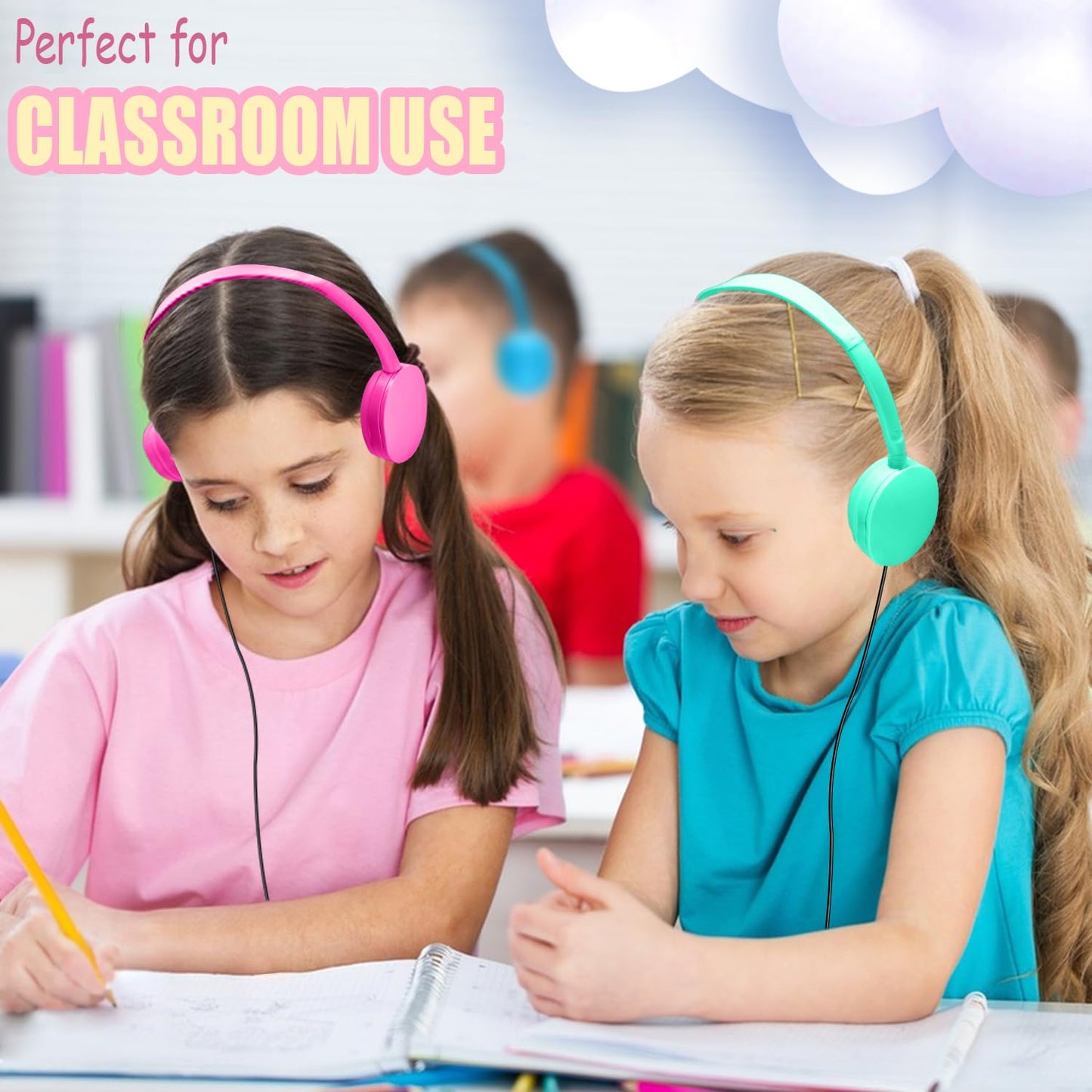 Ladont 30 Pack Kids Headphones Bulk for Classroom School Library,Durable Wholesale Wired Headphones for Kids Student Boys Girls Adults,HD Sound 3.5mm