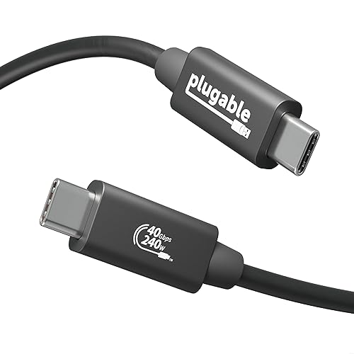 Plugable USB C Cable, 240W Charging Cable 40Gbps, 4K 120Hz, 8K 60Hz USB-C Monitor, iPhone, MacBook, iPad, Samsung Galaxy, 3.3 Feet (USBC-240W-1M)