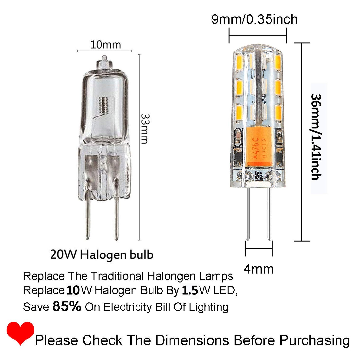 RAYHOO 10pcs G4 LED Bulbs JC Bi-Pin Base Lights 1.5W AC/DC 12V 10W-20W T3 Halogen Bulb Replacement Landscape Bulbs (Warm White 3000K)