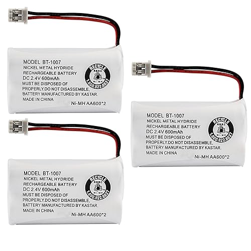 JustGreatDealz New! Genuine Uniden BBTY0651101 BT-1007 NiMH 600mAh DC 2.4V Rechargeable Cordless Telephone Battery (3-Pack)