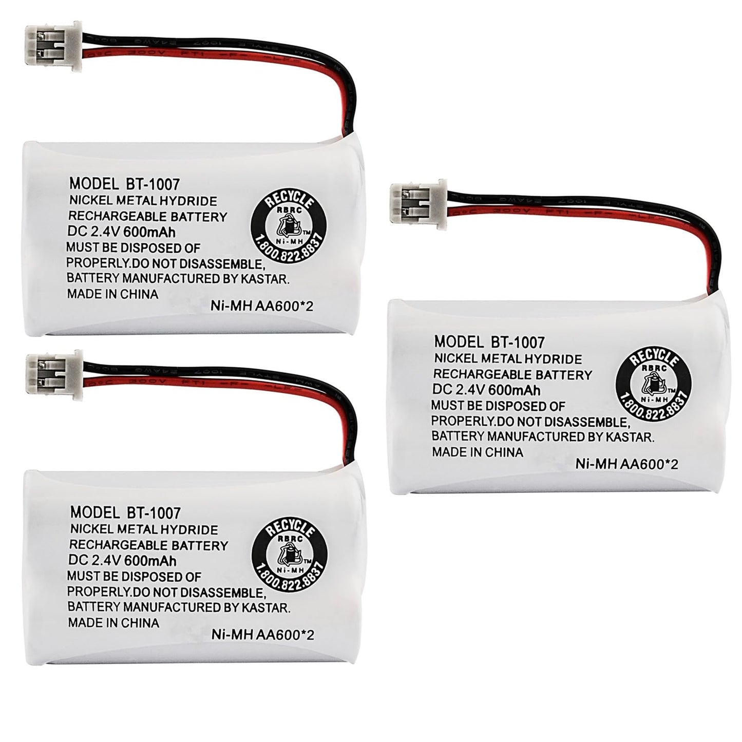 JustGreatDealz New! Genuine Uniden BBTY0651101 BT-1007 NiMH 600mAh DC 2.4V Rechargeable Cordless Telephone Battery (3-Pack)