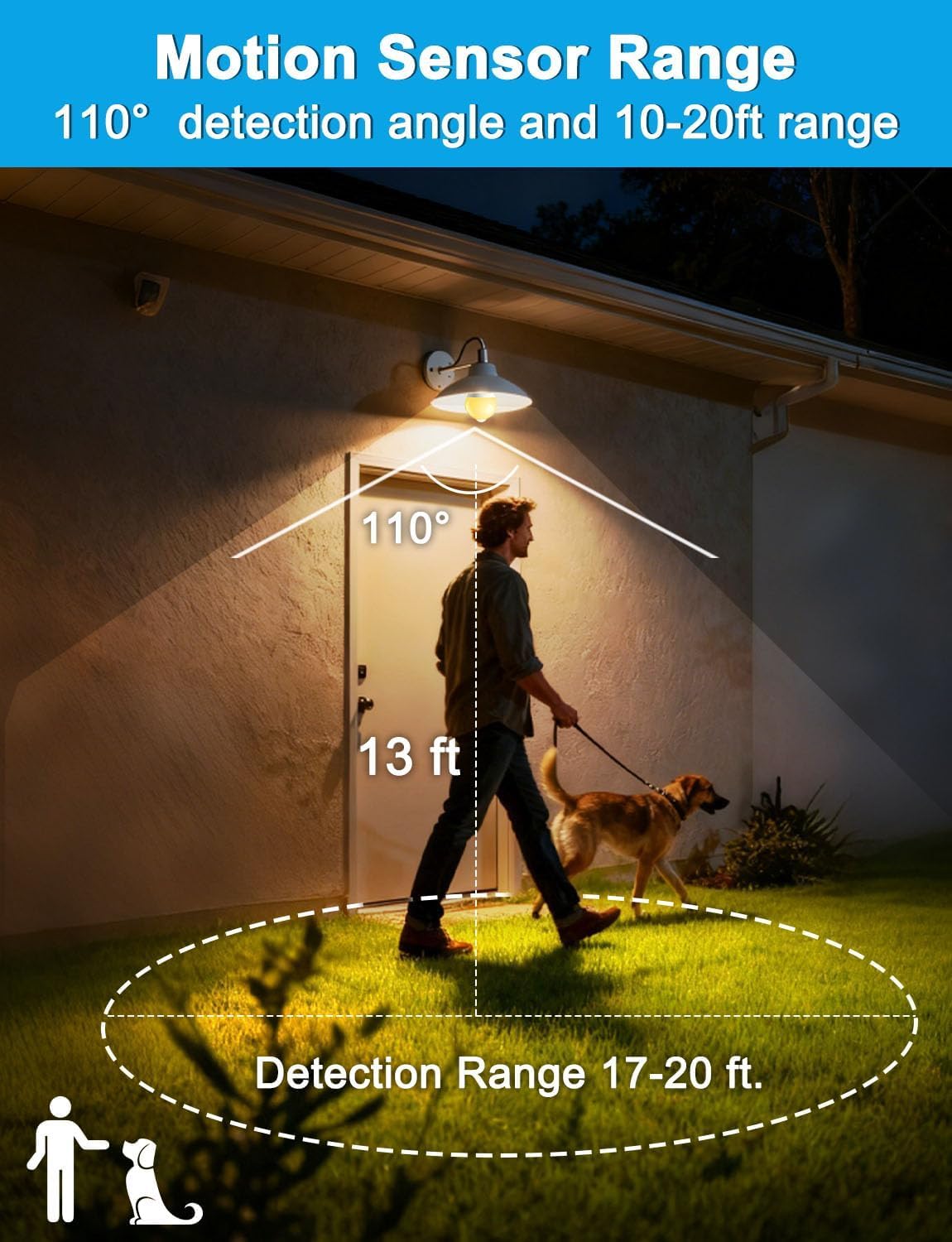 HEKEE Motion Sensor LED Light Bulb 9W A19 PIR Built-in IR 60W Equivalent Bright 900 Lumens E26 Base Warm White Bulbs (2 Packs)