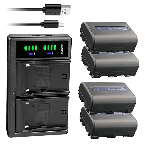 Kastar 4-Pack NP-FM50 Battery and LTD2 USB Charger Replacement for Sony DCR-TRV330, DCR-TRV340, DCR-TRV350, DCR-TRV355, DCR-TRV360, DCR-TRV380