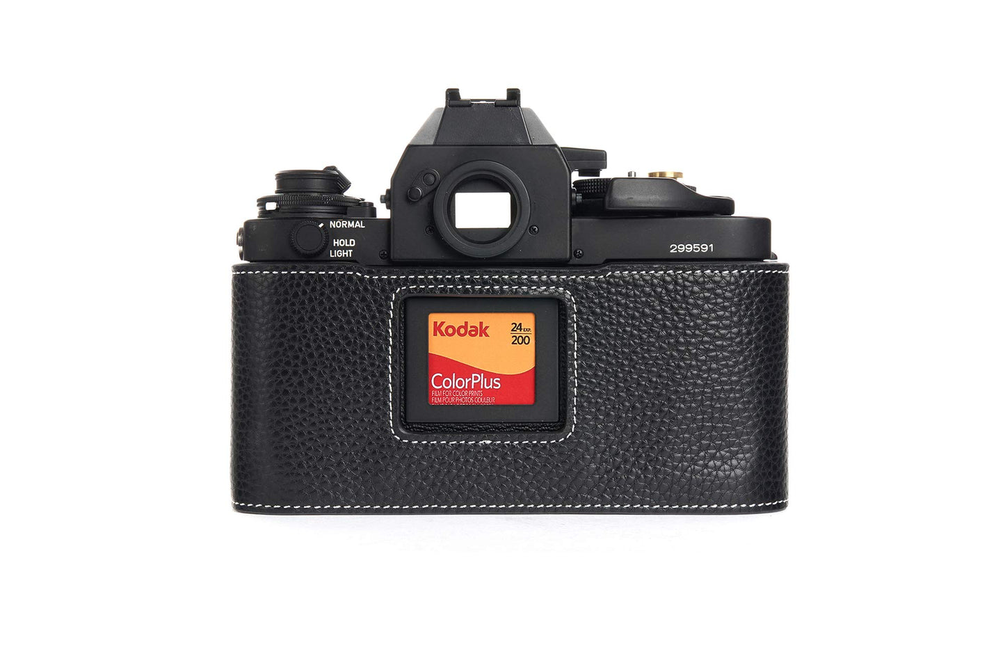 F-1 Case, BolinUS Handmade Genuine Real Leather Half Camera Case Bag Cover for Canon New F-1 Camera with Hand Strap (Black)