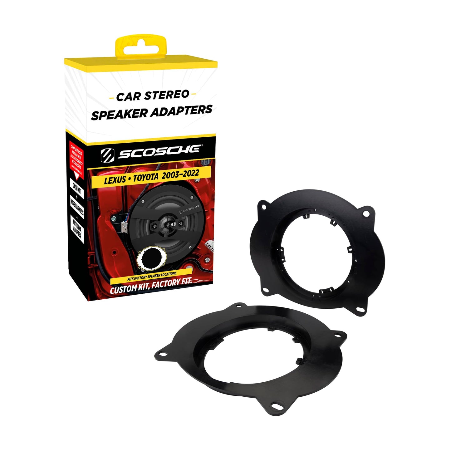 Scosche SAT69 6X9" to 6.5-6.75” Speaker Adapters Compatible with Select 2003-22 Lexus and Toyota Vehicles - 6 1/2" to 6 3/4" Adapter for Car Door