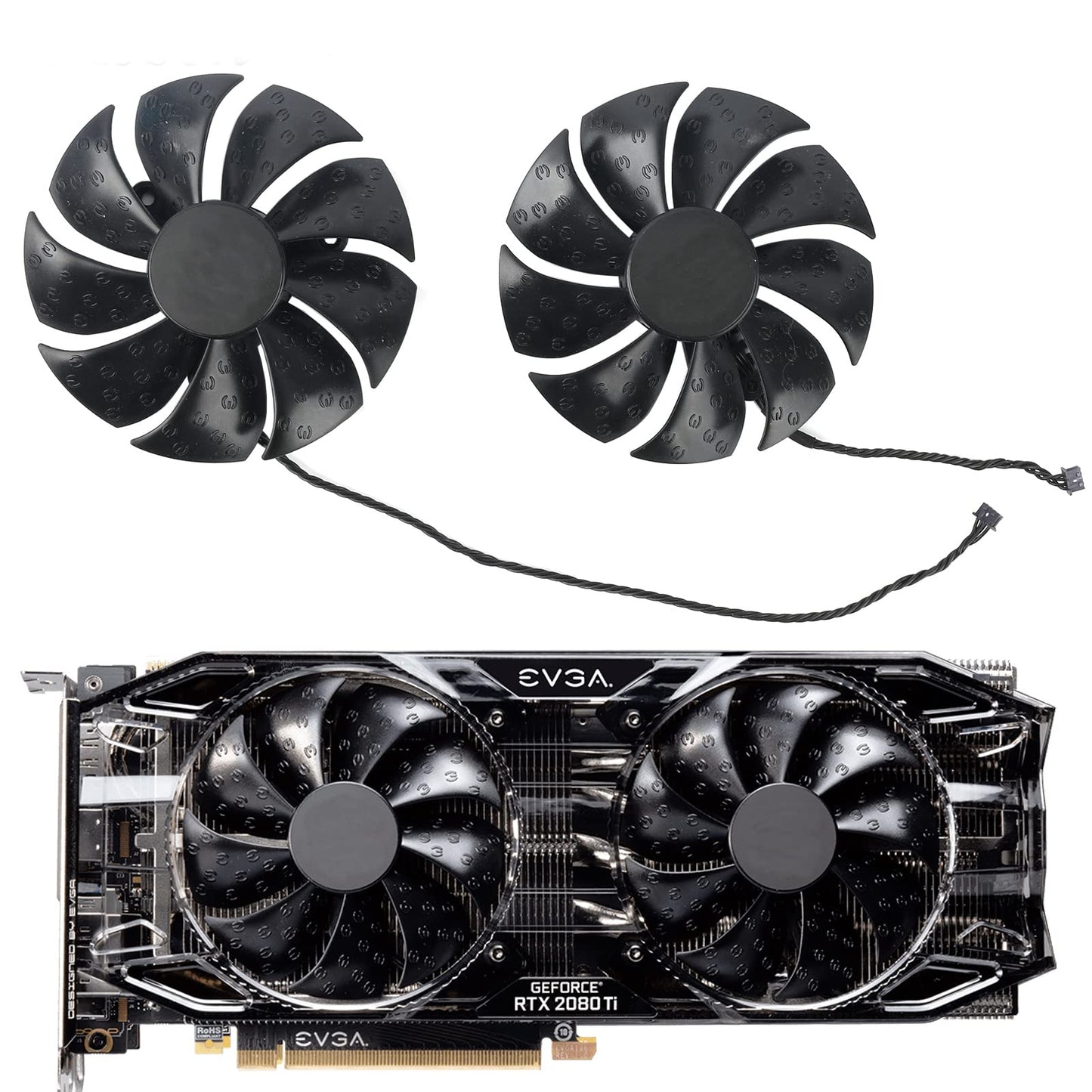 Coolerage 85mm DC 12V 0.55A 4Pin PLA09215S12H RTX2080Ti GPU Fans for EVGA RTX 2060 2070 2080 2080Ti RTX2080Ti Graphics Card Cooling Fans (Fan - AB)