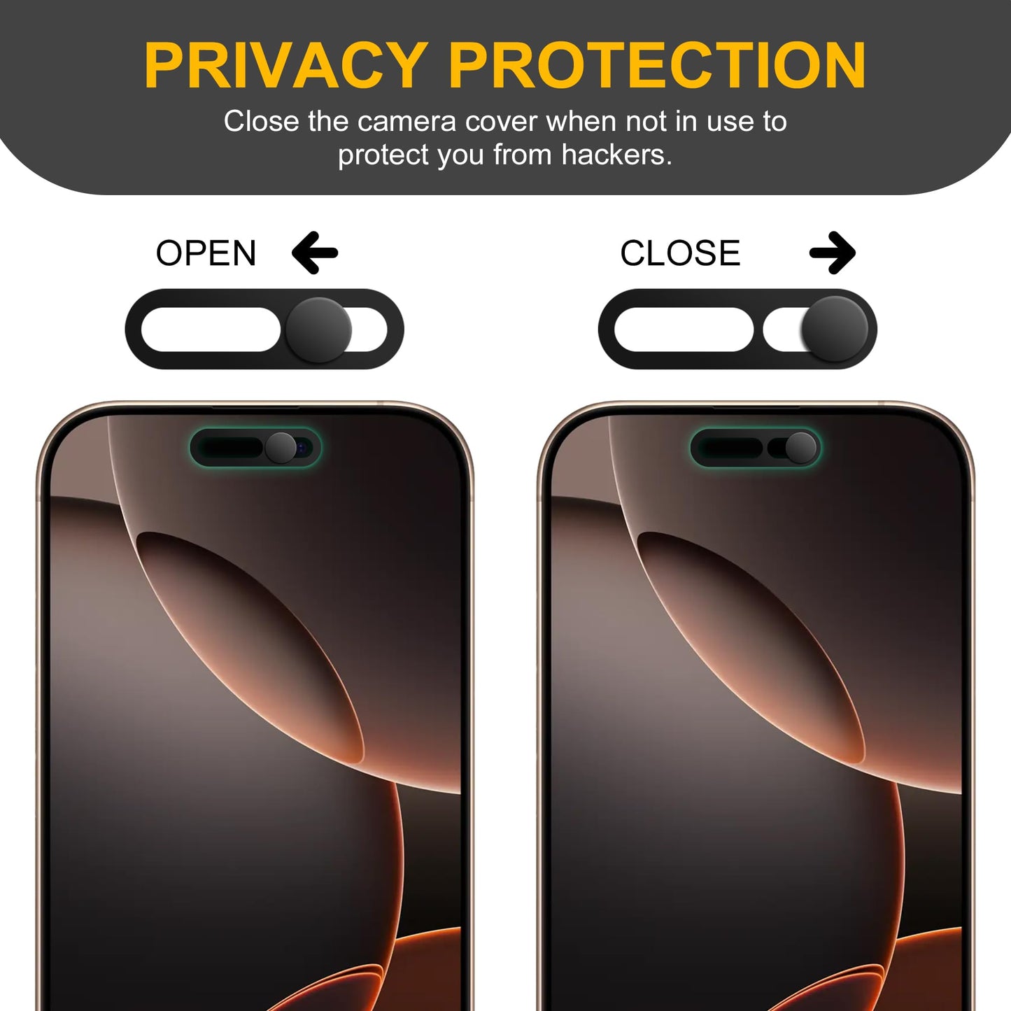 3 Pack Privacy Cover Compatible for iPhone 14 Pro/iPhone 14 Pro Max with 2 Front Camera Privacy Cover, Anti-Spy Camera cover, Easy-Adhesive Design