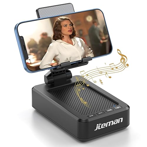 Cell Phone Stand with Wireless Bluetooth Speaker and Anti-Slip Base HD Surround Sound Perfect for Home and Outdoors with Bluetooth Speaker for Desk
