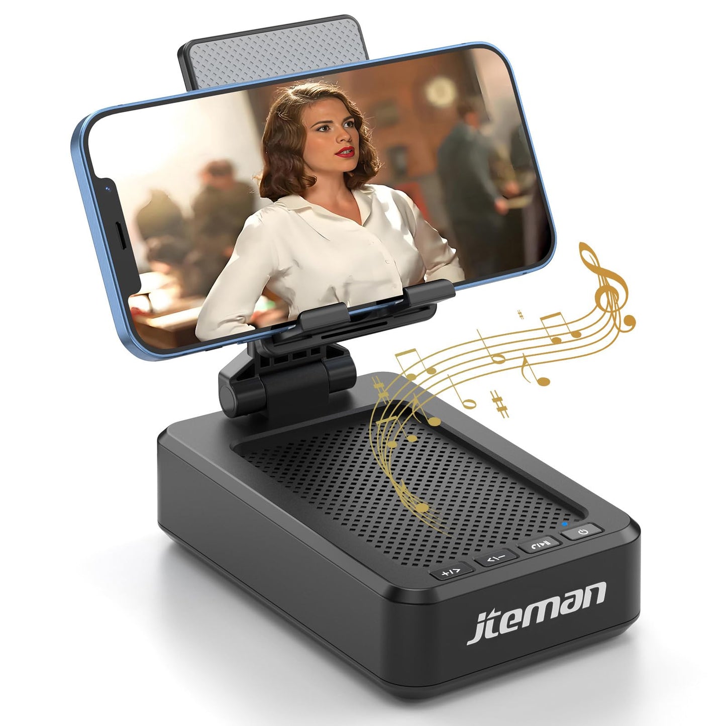 Cell Phone Stand with Wireless Bluetooth Speaker and Anti-Slip Base HD Surround Sound Perfect for Home and Outdoors with Bluetooth Speaker for Desk