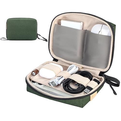 SIMTOP Small Electronics Organizer Travel Case, Portable Tech Case Pouch for Cable, Charger, Phone & Earbuds - Water-Resistant Cord Storage for