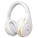 iJoy ISO Bluetooth 5.0 Wireless Over Ear Foldable Stereo Headphones with 30 Hours Battery and Built-in Microphone, (White/Gold)