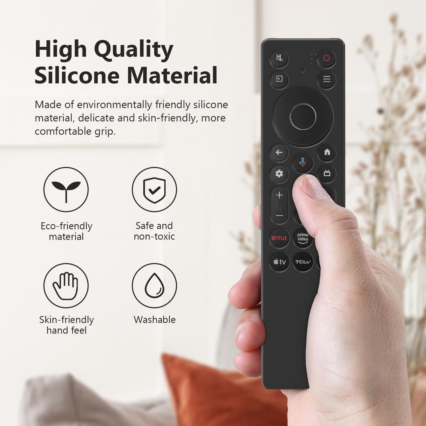 LEFXMOPHY Case Cover for TCL RC923A FMB1 / RC813A FMB1 2025 QM6K QM7K TV Remote Control Protector Sleeve - Black