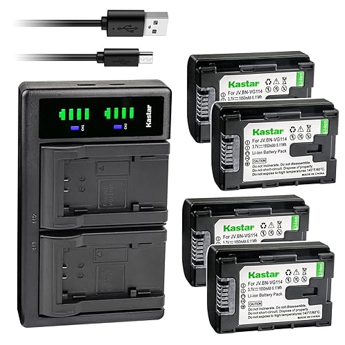 Kastar 4-Pack Battery and LTD2 USB Charger Replacement for JVC Everio GZ-HM320U GZ-HD620U, GZ-HM300SEK GZ-HM300SEU GZ-HM300U, Everio GZ-HM310, Everio