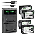 Kastar 4-Pack Battery and LTD2 USB Charger Replacement for JVC Everio GZ-HM320U GZ-HD620U, GZ-HM300SEK GZ-HM300SEU GZ-HM300U, Everio GZ-HM310, Everio