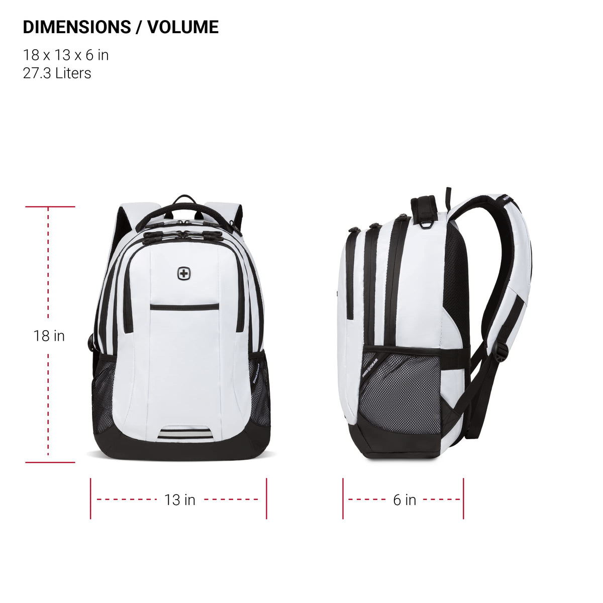 SWISSGEAR Cecil 18-Inch Laptop Backpack Fits 16-Inch Laptop, Travel Daypack with Organizer Pockets, Water Bottle Holders & Padded Straps - White