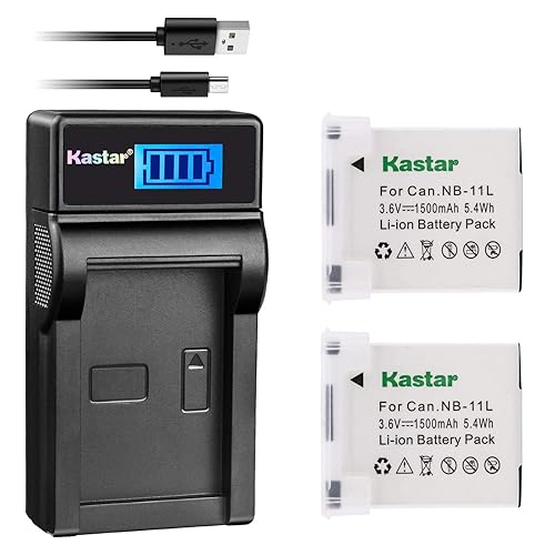 Kastar Battery (X2) & LCD Slim USB Charger for Canon NB-11L and PowerShot SX410 IS SX400 IS ELPH 170 IS 340 HS 320 HS 130HS 110 HS 1150 HS A2300 IS