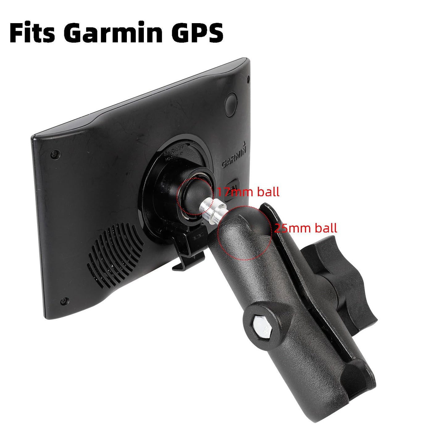 FPN 1 inch to 17mm Ball Adapter with 3.54" Medium Double Socket Arm, Compatible with RAM B Size Mounts, Fits Garmin GPS Mount and 17mm Swivel Ball
