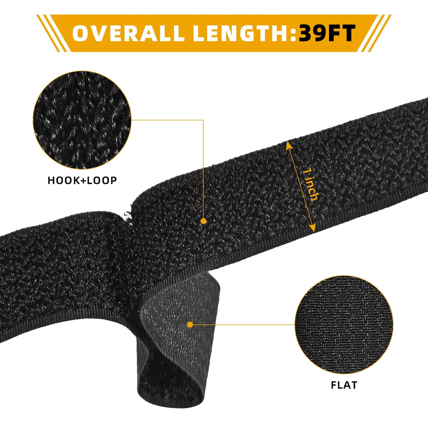 TPSUIPA 1" x 39ft Nylon Hook and Loop Straps Roll with 30 Metal & 30 Plastic Buckles, Adjustable Reusable Cut-to-Length Ties for Home Office Garage