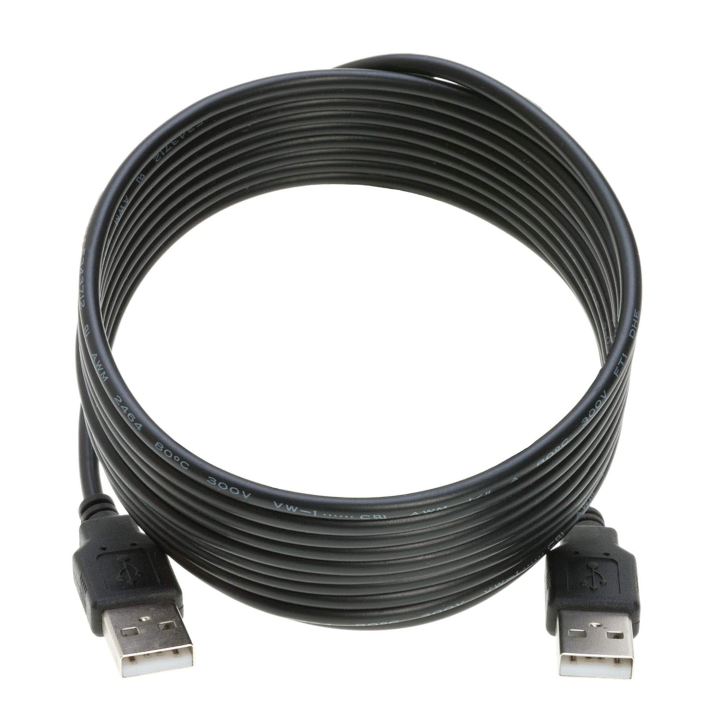 USB 2.0 Type Cable A Male to A Male Black/White 3Ft, 6Ft, 10Ft, 15Ft (3FT, Black)