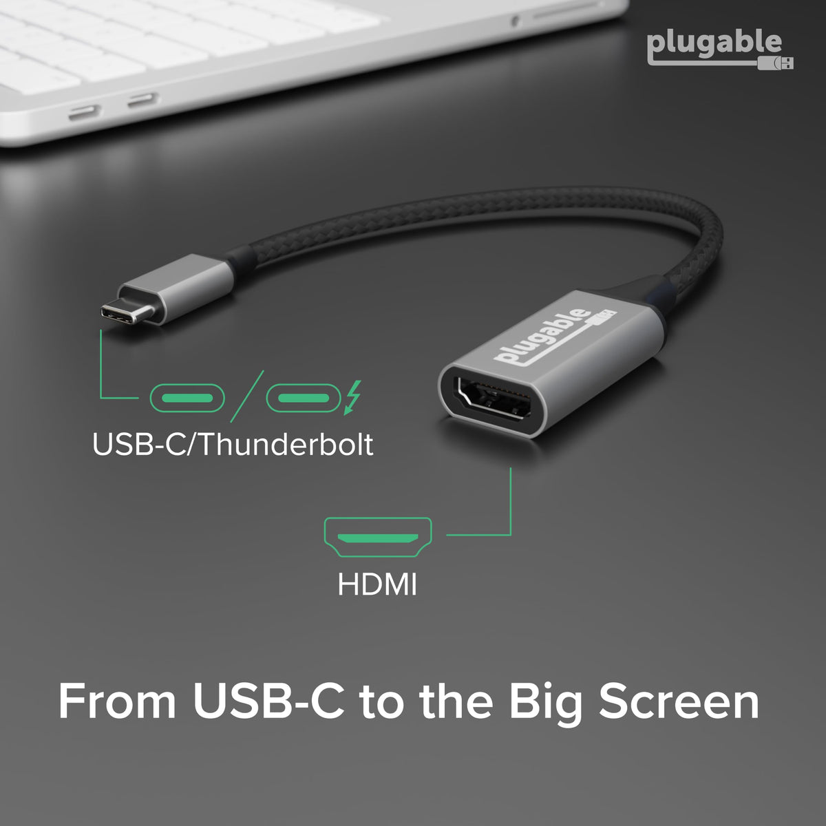 Plugable USB C to HDMI Adapter, HDMI 2.0, USB4 / Thunderbolt Adapter