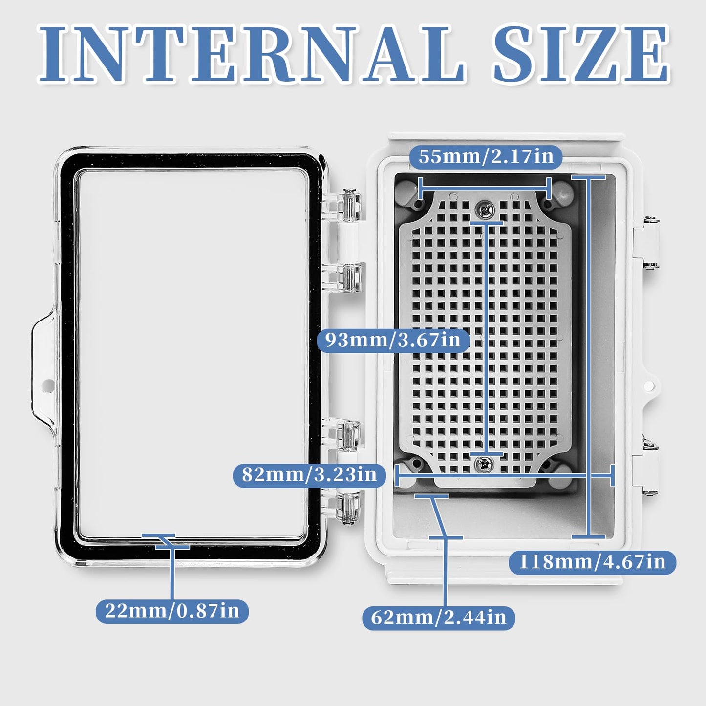 CXCESNS Waterproof Outdoor Electrical Box 5.9"x3.93"x3.54"D IP67 ABS Plastic Enclosure with PC Transparent Cover Outdoor/Indoor Lockable Electrical