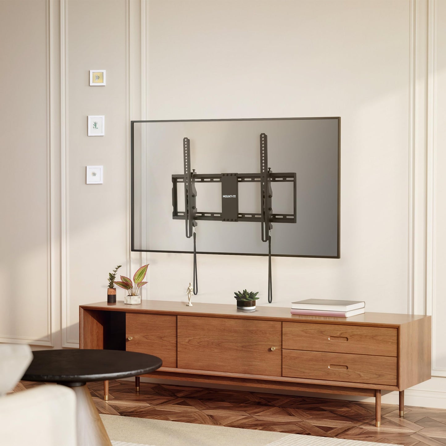 Mount-It! Tilting TV Wall Mount Bracket for 42-80 Inch TVs | Universal TV Mount with Low Profile Design, Supports 110 lbs | Quick Release Lock | Fits