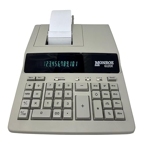 Monroe Systems for Business 6120X Genuine Monroe 12-Digit Print/Display Business Medium-Duty Calculator, Ivory