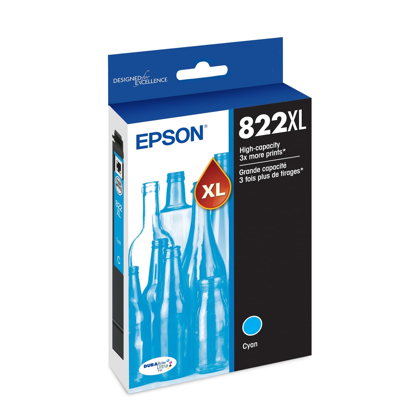 EPSON 822 DURABrite Ultra Ink High Capacity Cyan Cartridge (T822XL220-S) Works with WorkForce Pro WF-3820,3823, 4820, 4830, 4833, 4834