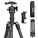 NEEWER Basics Carbon Fiber Travel Tripod, 64" Compact Lightweight Portable Camera Video Stand, Arca Type Ball Head & Cell Phone Holder Compatible