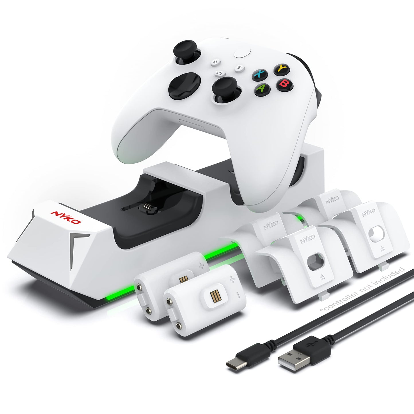 Nyko Charging Station for Xbox Series XS & Charge Base for 2 Controllers w/LED Indicators and Extra USB Port -Controller Charge Stand w/Rechargeable